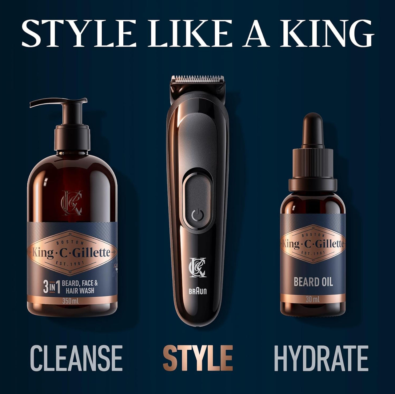 KING C GILLETTE Tondeuse à barbe 4 têtes sans fil