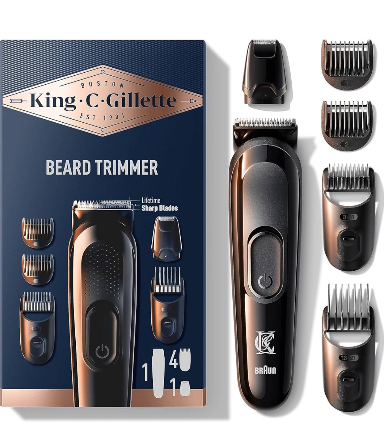 KING C GILLETTE Tondeuse à barbe 4 têtes sans fil