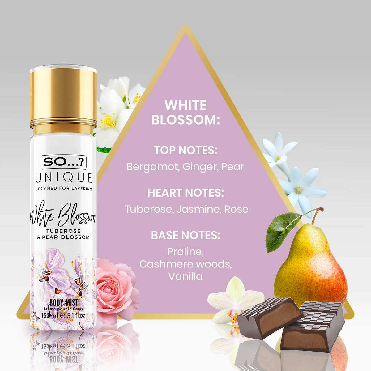 SO UNIQUE Brume de parfum corps & cheveux White Blossom