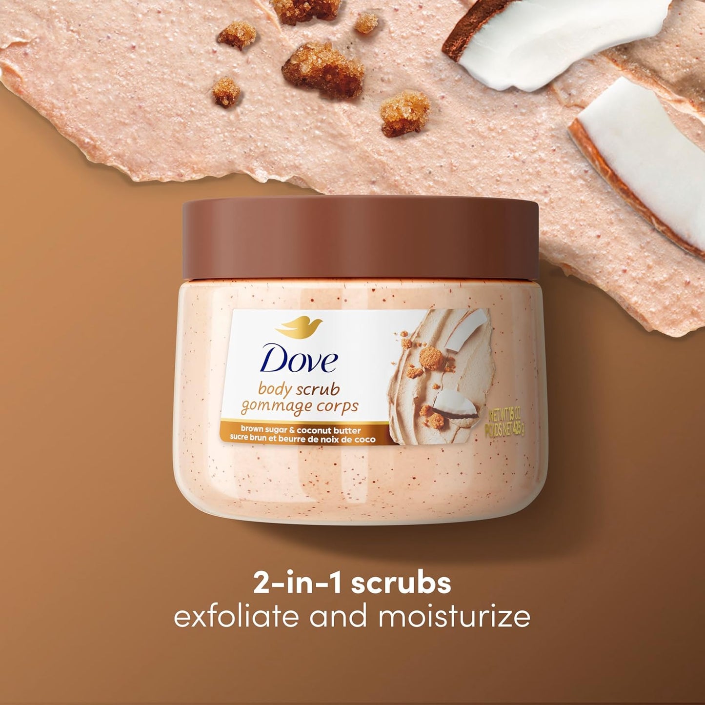 DOVE Gommage corporel exfoliant hydratant Sucre brun & Caramel