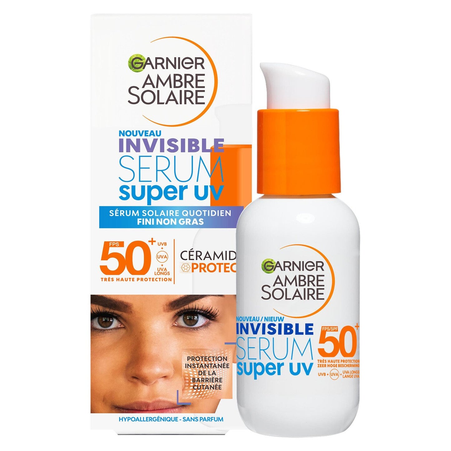 GARNIER Sérum solaire invisible SPF 50 à l’acide hyaluronique Super UV