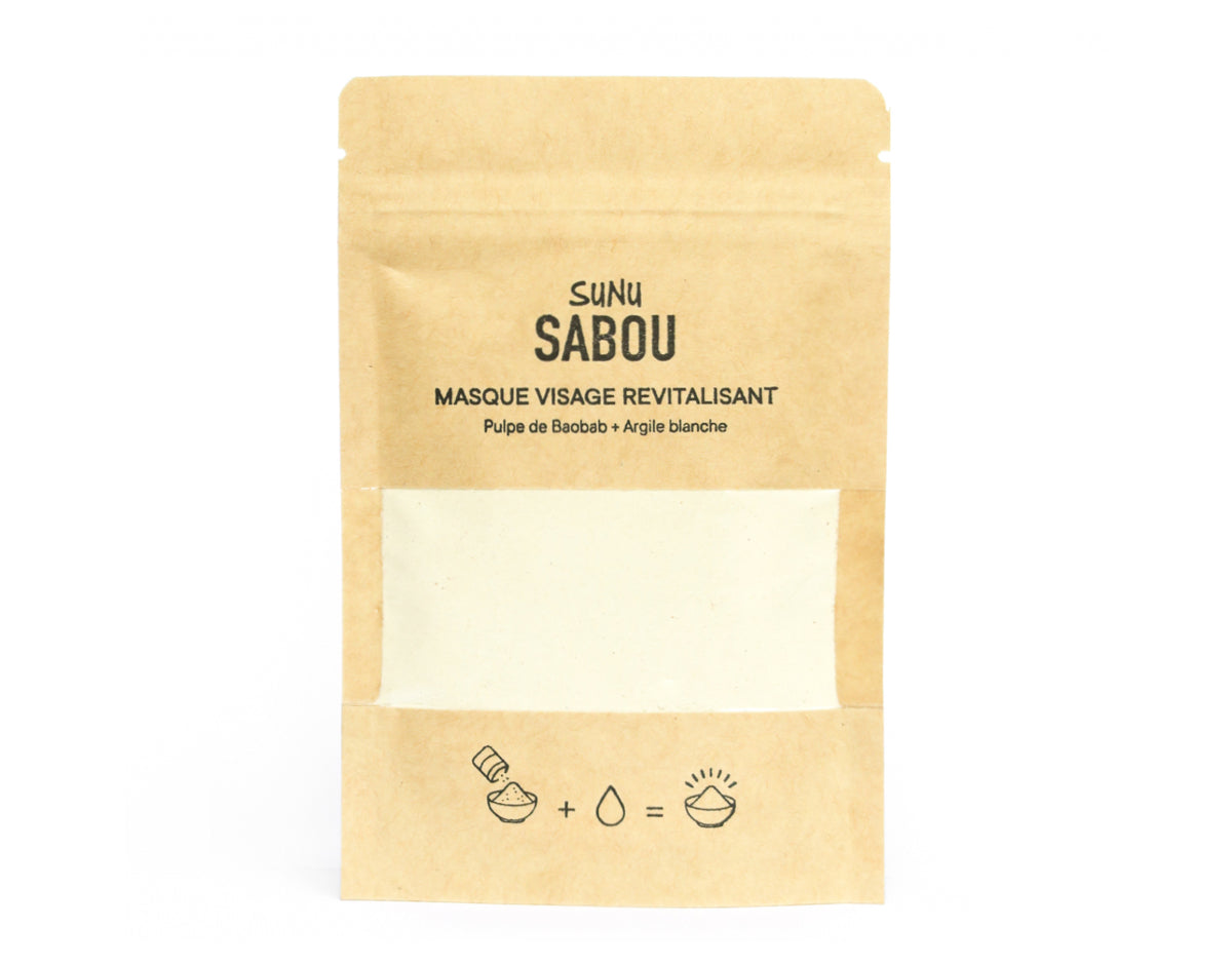 SUNU SABOU Masque visage revitalisant Argile blanche + Pulpe de Baobab