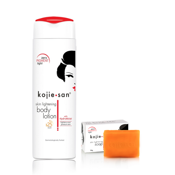 KOJIE SAN Pack Lait corporel éclaircissant SPF 25 + Savon