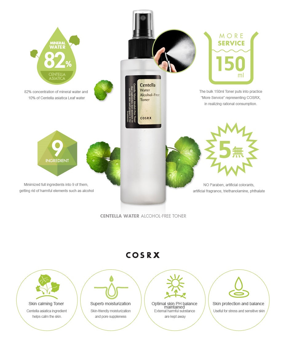 COSRX Tonique doux hydratant sans alcool Centella Free Alcohol