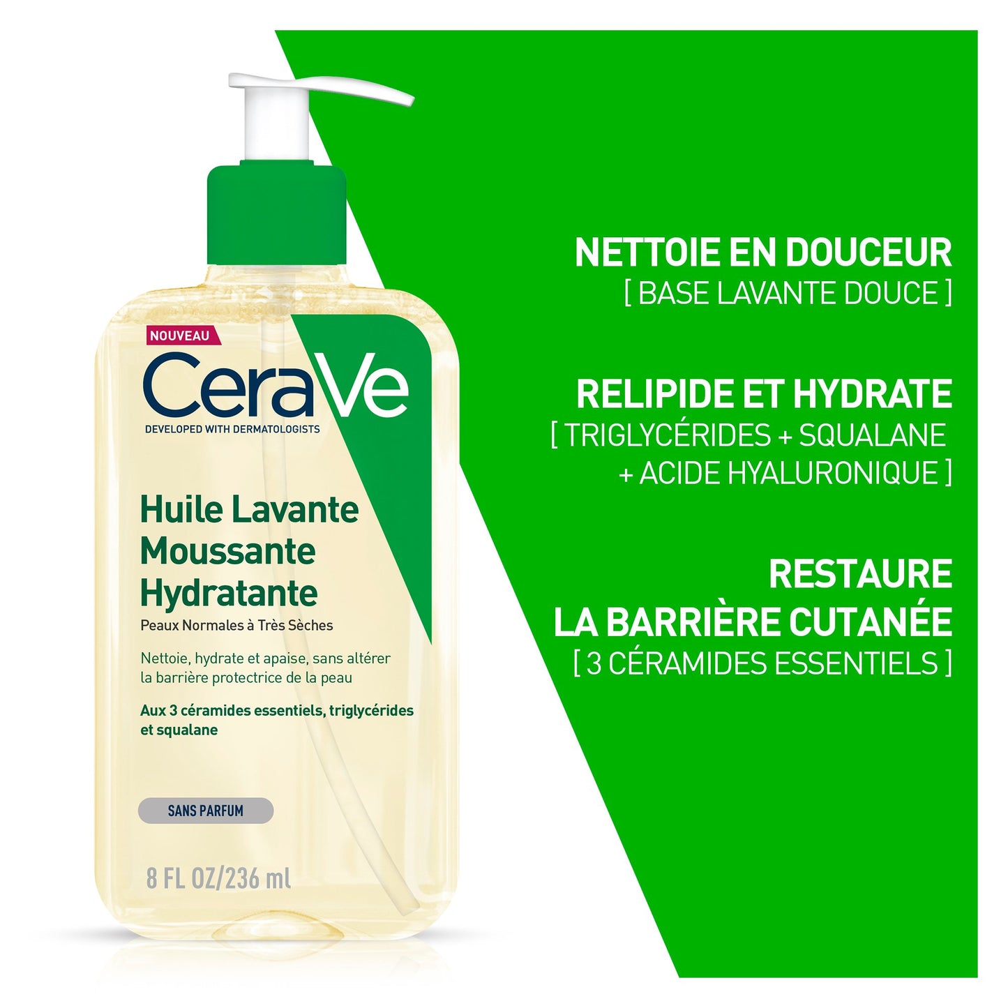 CERAVE Huile Lavante Moussante Hydratante