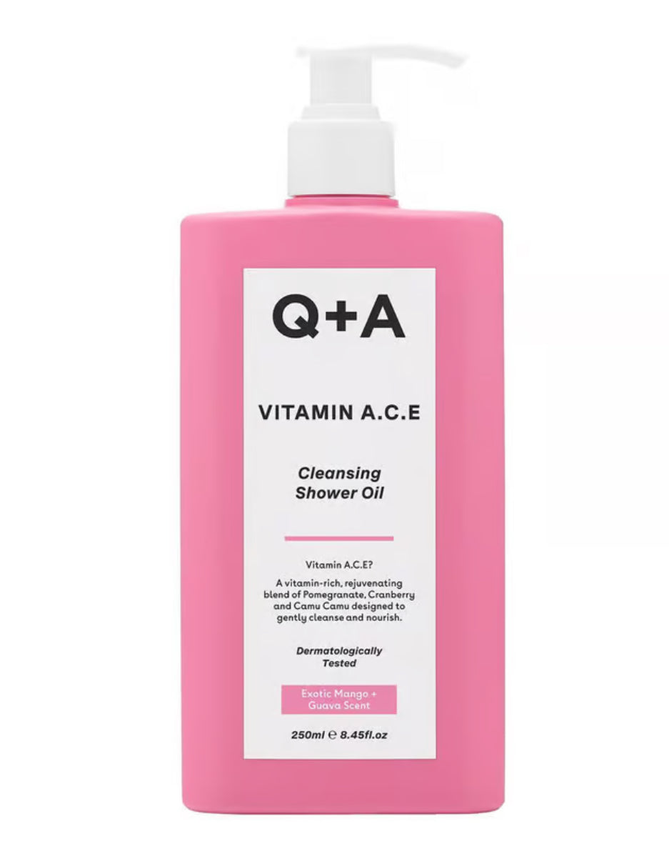 Q+A Huile de douche antioxydante à la Vitamine A, C , E