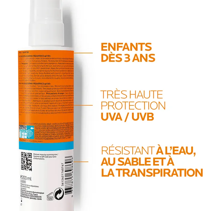 LA ROCHE-POSAY Spray solaire invisible pour enfants Anthelios Pediatrics SPF 50