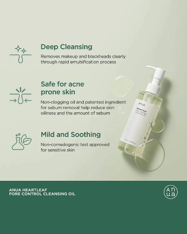 ANUA Huile démaquillante anti-pores dilatés Heartleaf Pore Cleansing