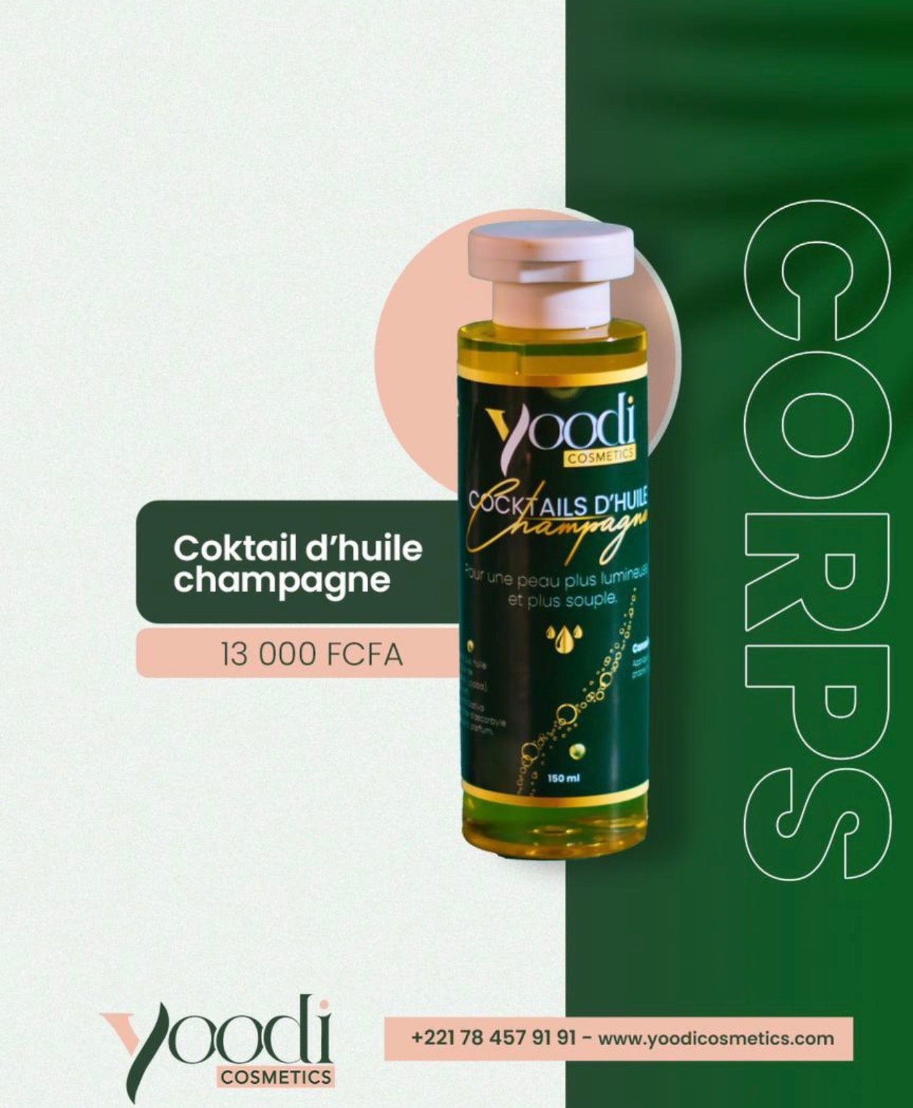 YOODI SKIN Cocktail d'huiles corporelles Champagne