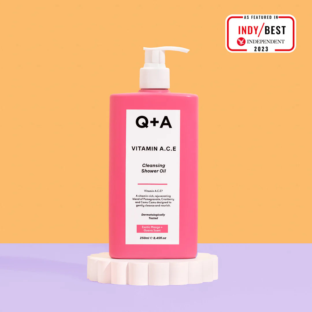 Q+A Huile de douche antioxydante à la Vitamine A, C , E