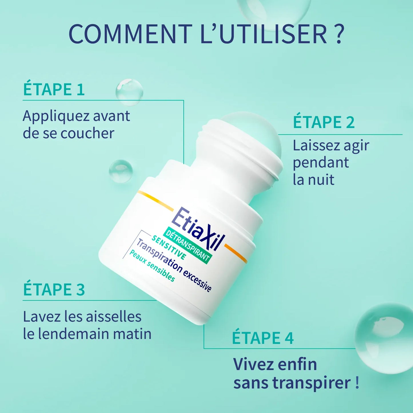 ETIAXIL Détranspirant en roll on - Traitement transpiration excessive
