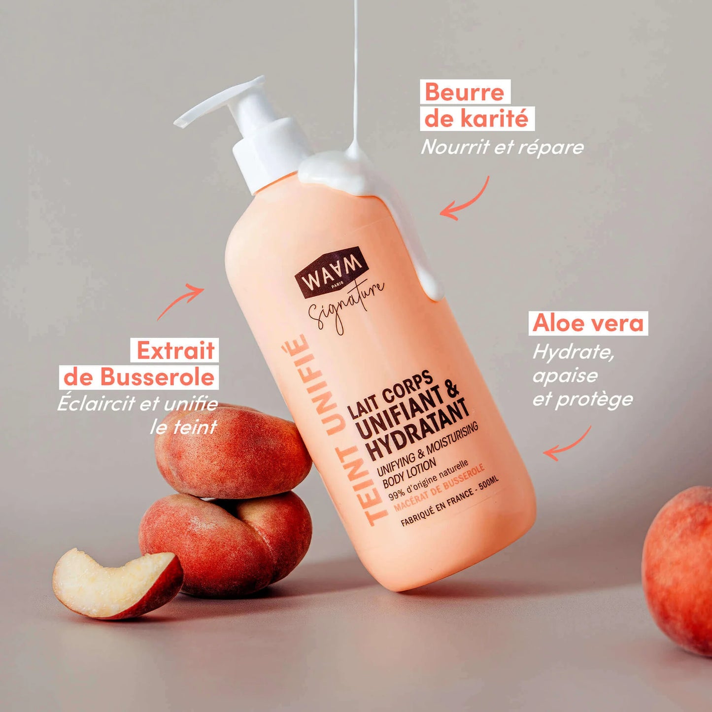 WAAM Lait de corps Unifiant & Hydratant au Busserole