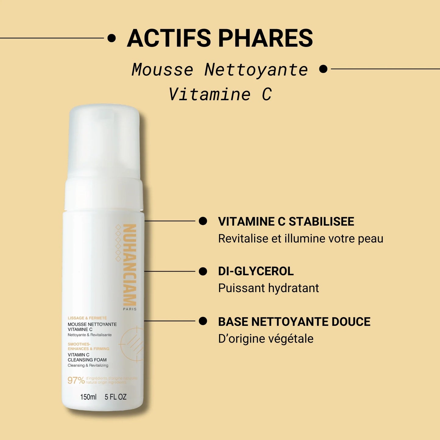 NUHANCIAM Mousse nettoyante éclat à la Vitamine C