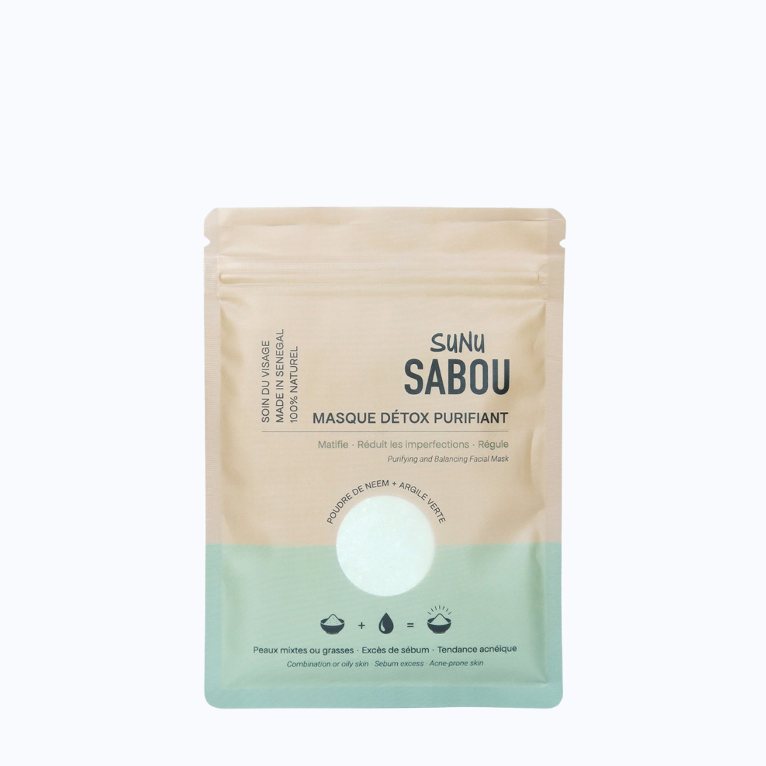 SUNU SABOU Masque visage purifiant Argile verte + Neem